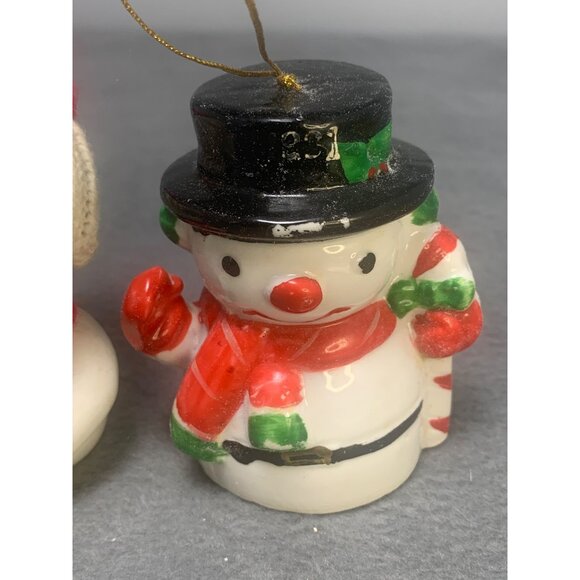 Vintage Porcelain Snowman & Baby Ornament Set - Picture 3 of 9